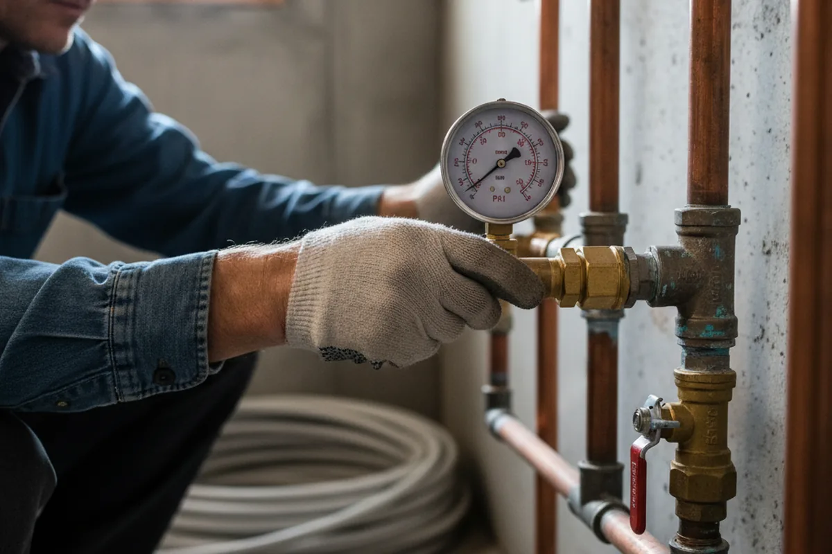 Pressure testing a repaired line during Water Line Repair in Bonner Springs